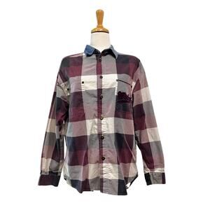 VTG Mickey and Co Disney Shirt Sz M Plaid Embroidered Button Down Blue Purple